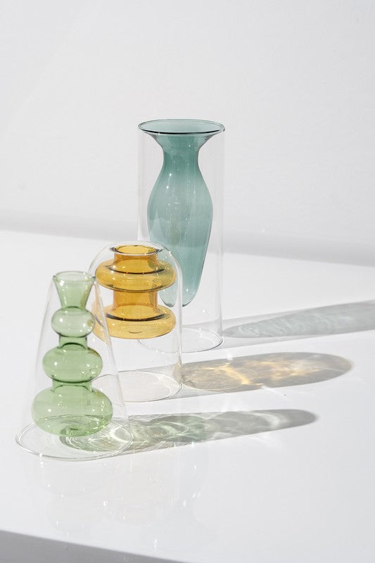 Double Layer Glass Vase 3 pcs/set