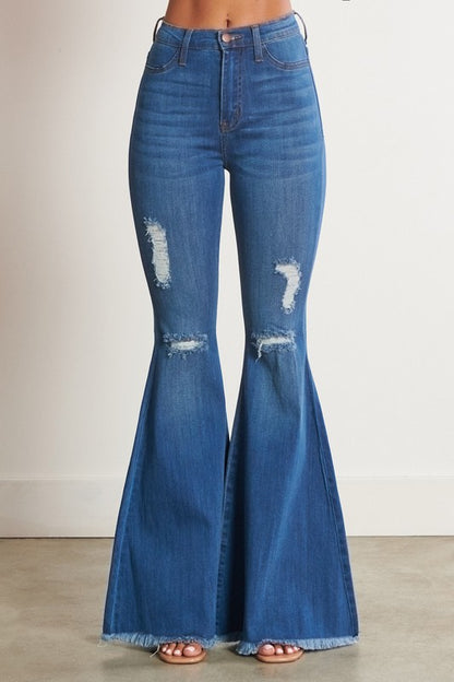 Vibrant M.i.U. Distressed Flare Jeans