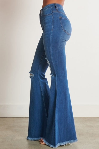 Vibrant M.i.U. Distressed Flare Jeans