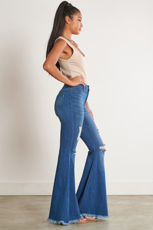 Vibrant M.i.U. Distressed Flare Jeans