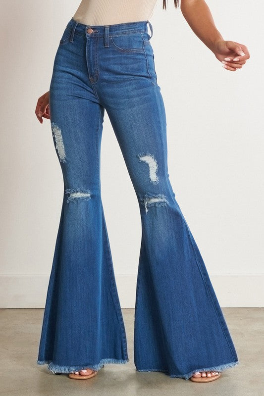 Vibrant M.i.U. Distressed Flare Jeans